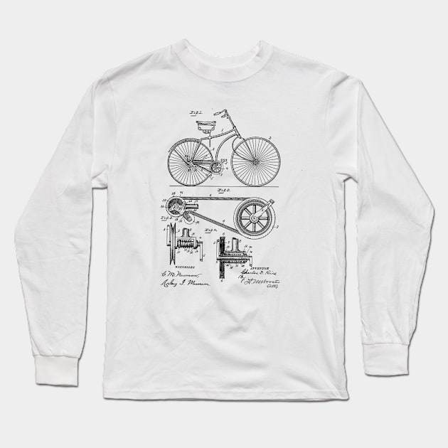 Bicycle VINTAGE PATENT DRAWING Long Sleeve T-Shirt by skstring